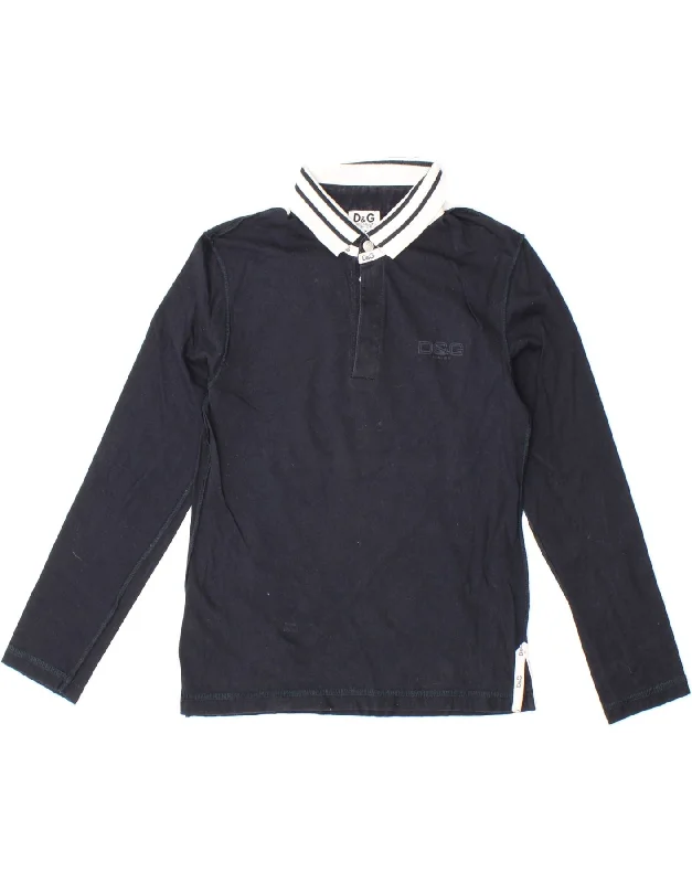 custom hoodie sweatshirts for men -DOLCE & GABBANA Boys Long Sleeve Rugby Polo Shirt 6-7 Years XS Navy Blue