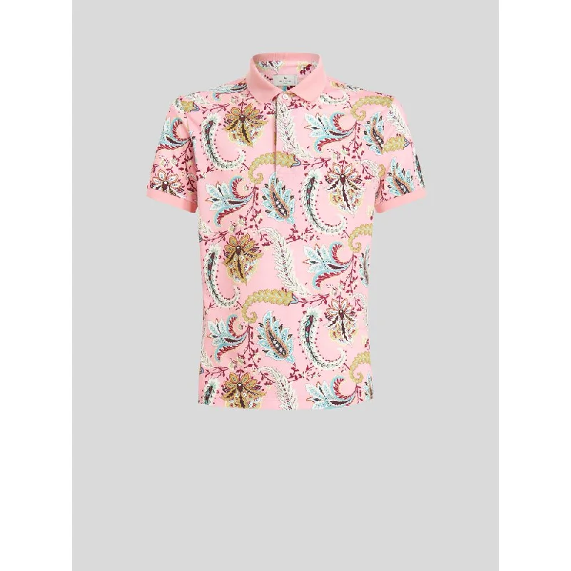 Floral Paisley Design Jacquard Polo Shirt