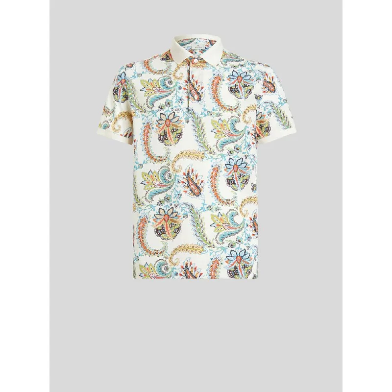 Floral Paisley Design Jacquard Polo Shirt