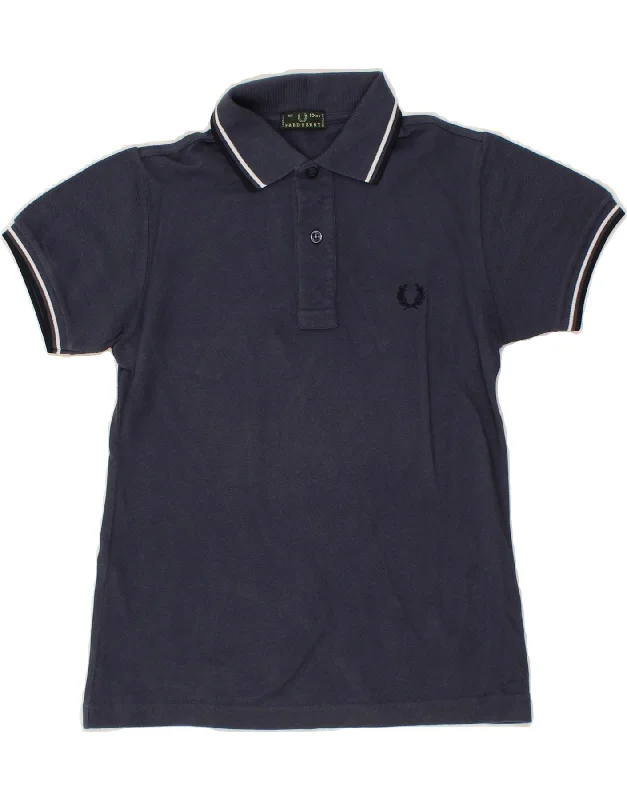 men's crewneck hoodies -FRED PERRY Boys Polo Shirt 9-10 Years Navy Blue Cotton