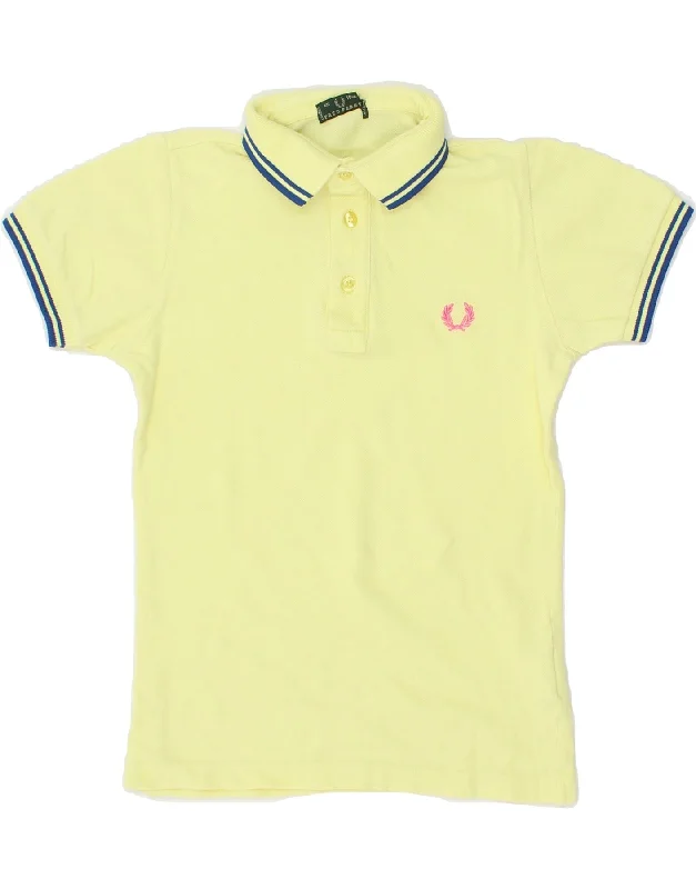 men's graphic sweatshirts -FRED PERRY Boys Polo Shirt 9-10 Years Yellow Cotton