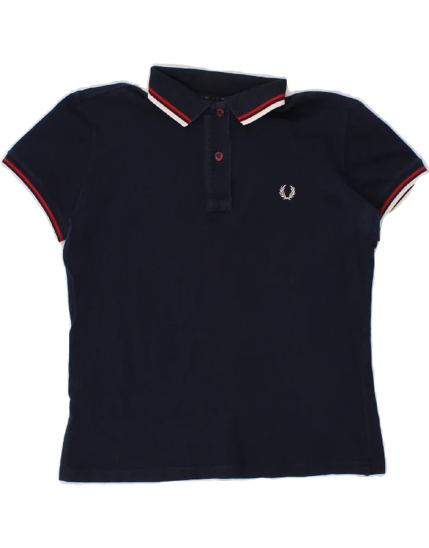 men's graphic sweatshirts -FRED PERRY Girls Polo Shirt 10-11 Years Large  Navy Blue Cotton