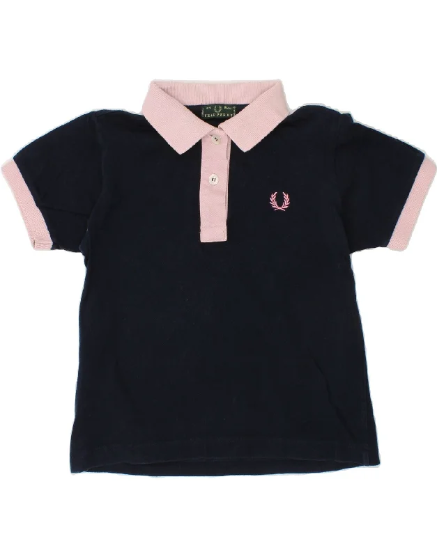 hoodies for men for working out -FRED PERRY Girls Polo Shirt 5-6 Years Navy Blue Cotton