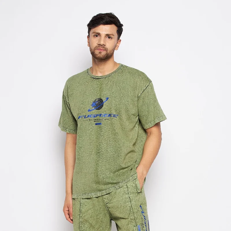 Green Acid Wash Oversized Graphic Tee