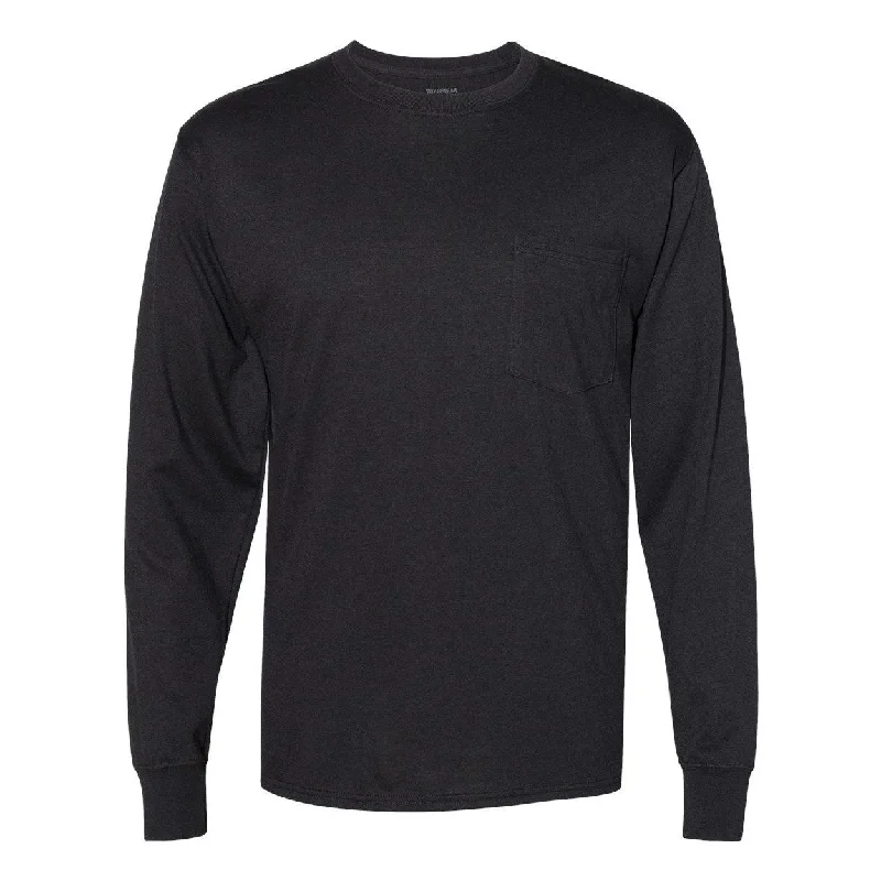 men's hoodies for gym -Hanes Workwear Long Sleeve Pocket T-Shirt