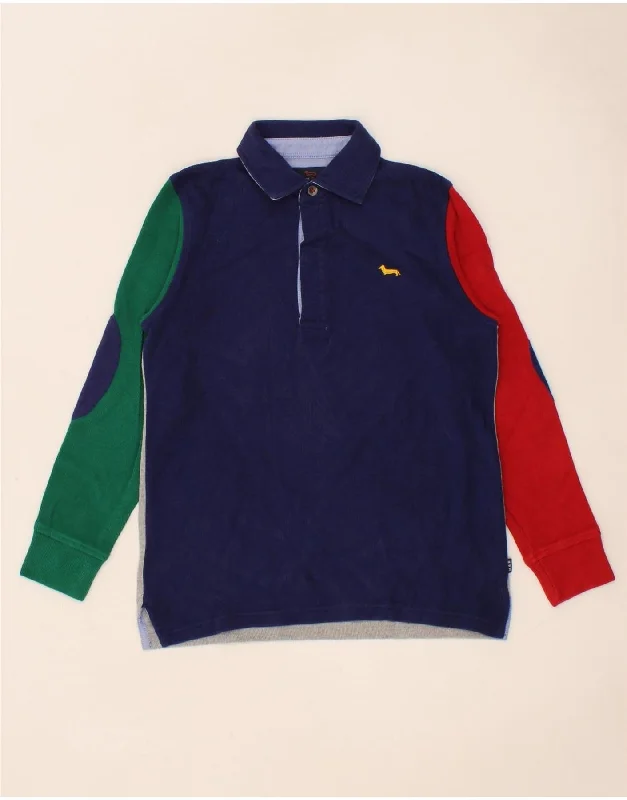 vintage-style hoodies for men -HARMONT & BLAINE Boys Long Sleeve Polo Shirt 10-11 Years Large Navy Blue