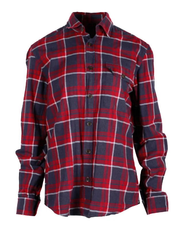 Hugo Boss Checkered Shirt Regular Fit in Red Cotton