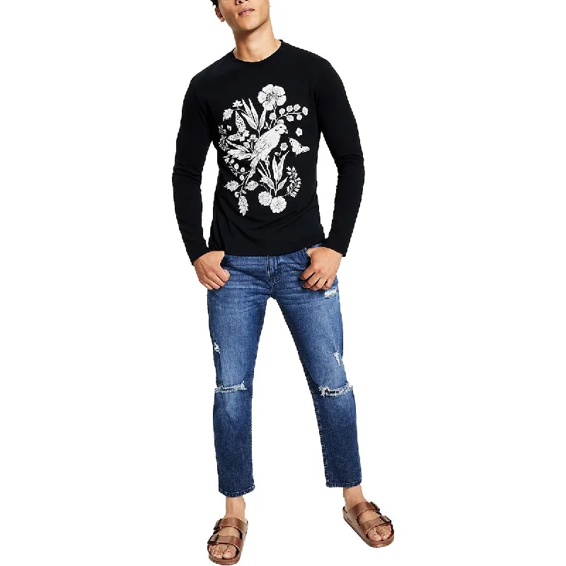 men's performance hoodies -INC Mens Cotton Crewneck Graphic T-Shirt