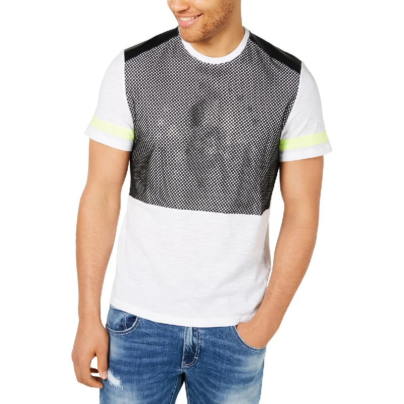 men's pull-over sweatshirts -INC Mens Mission  Graphic Mesh T-Shirt