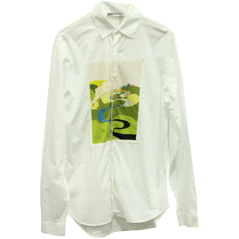 J.W. Anderson Printed Button Down Shirt in White Cotton