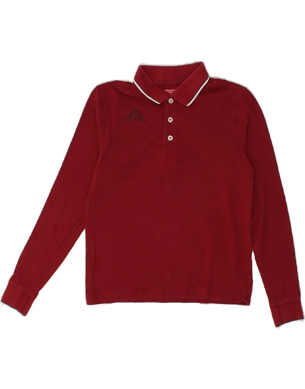 stylish men's hoodies -KAPPA Boys Long Sleeve Polo Shirt 10-11 Years Small Red Cotton