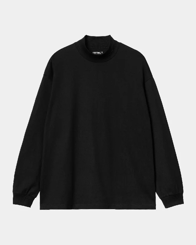 Script Mockneck Long Sleeve T-Shirt | Black