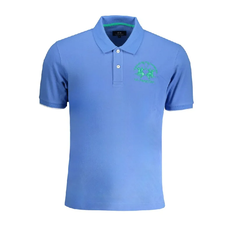 La Martina blue Cotton Polo Men's Shirt