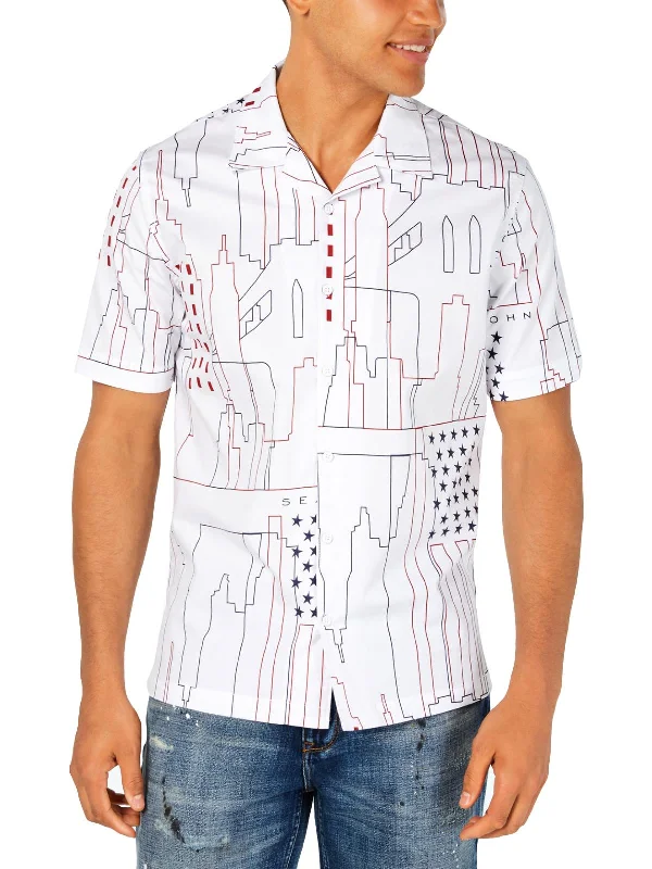 Legacy Mens Abstract NYC Button Front Casual Shirt