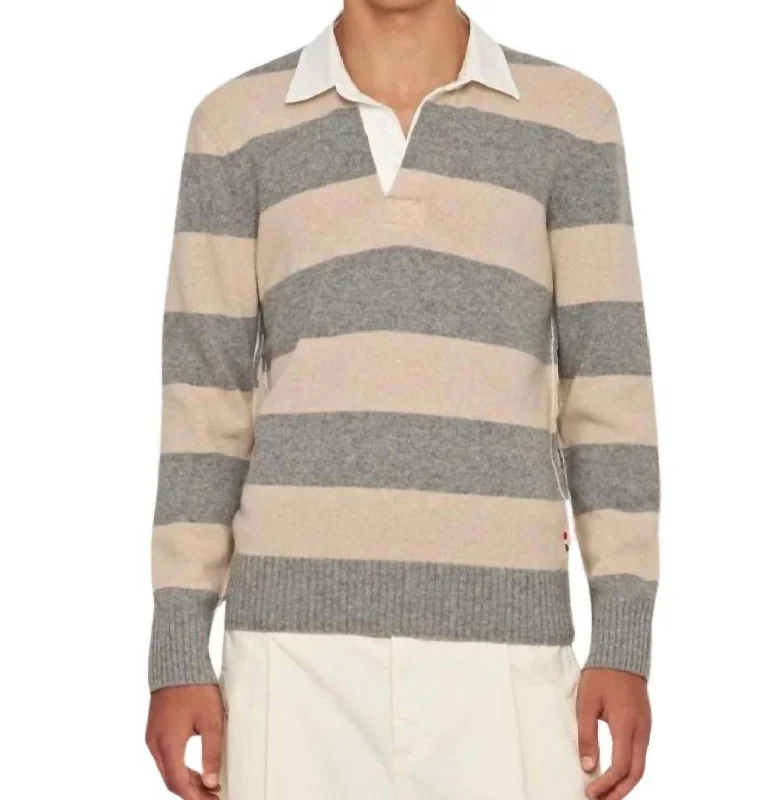 Legris Knit Long Sleeve Polo In Granite