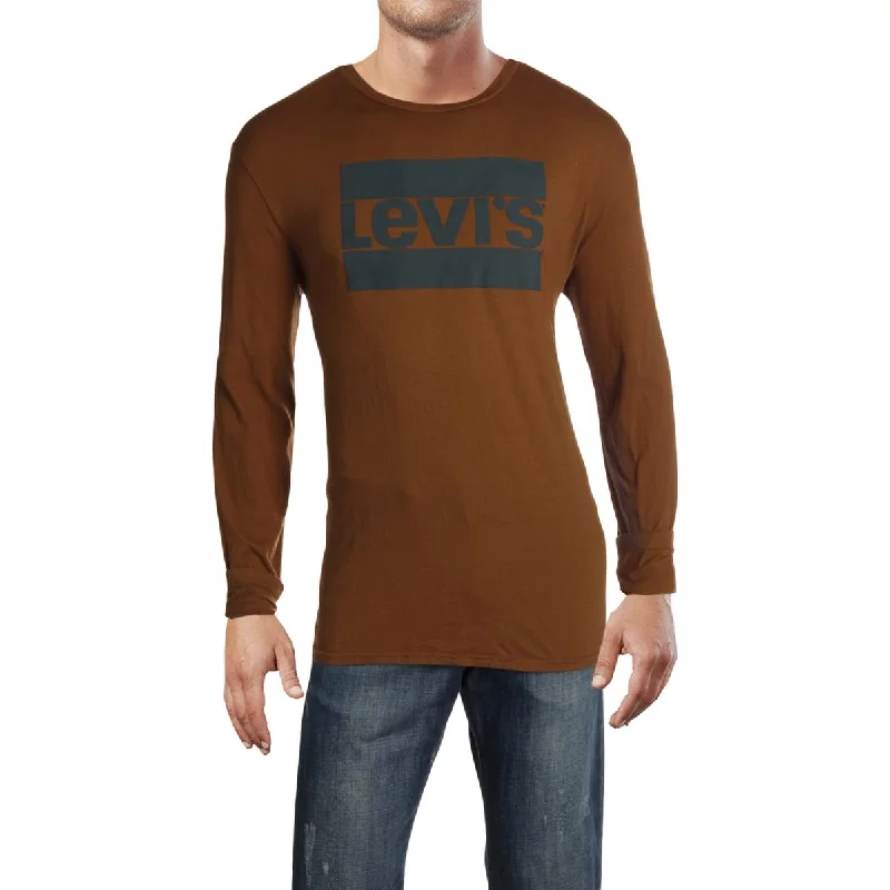 seasonal hoodies for men -Levi's Mens Logo Crewneck Graphic T-Shirt