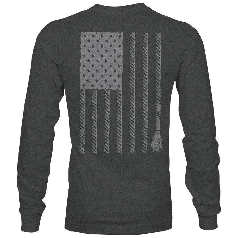 men's outdoor sweatshirts -"Liberty Roper" Charcoal Long Sleeve T-Shirt