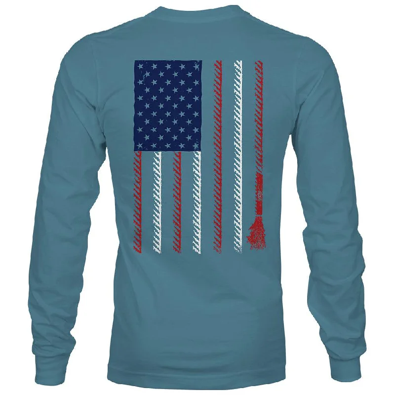 men's urban hoodies -"Liberty Roper" Denim Long Sleeve T-Shirt