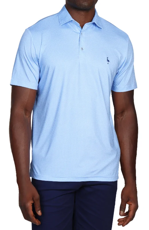 Light Blue Mini Squares Performance Polo