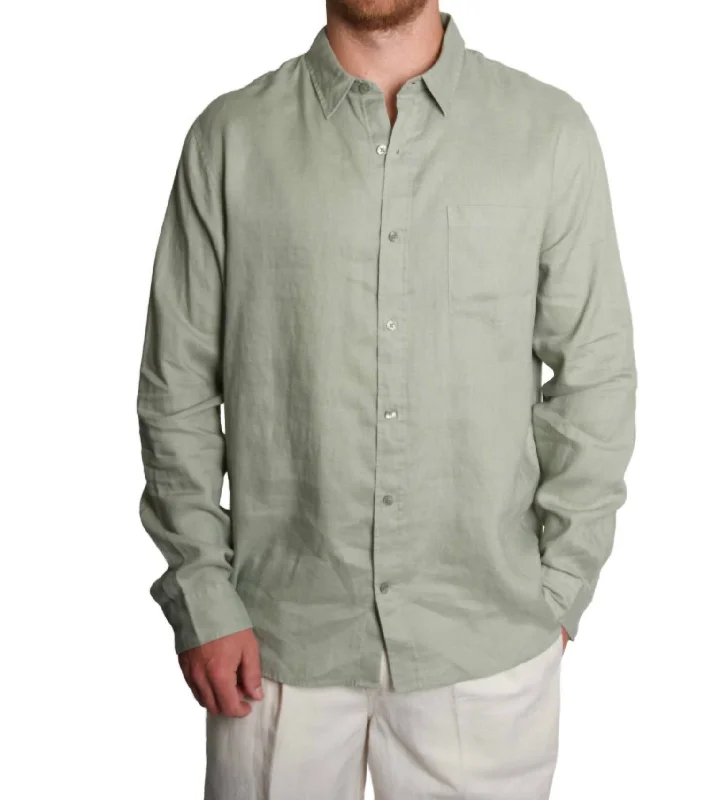 Linen Long Sleeve Shirt In Dried Cactus