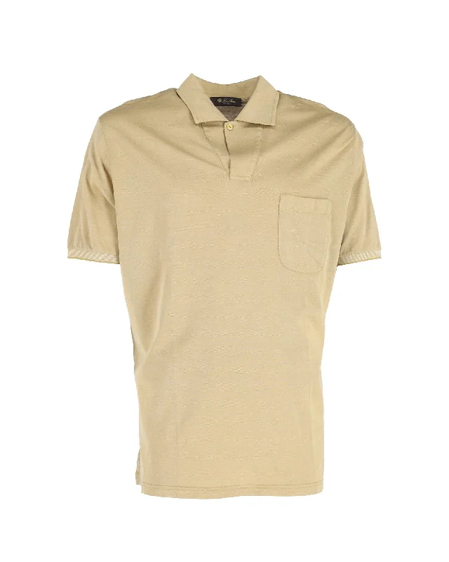 Loro Piana Chest Pocket Polo Shirt in Beige Cotton