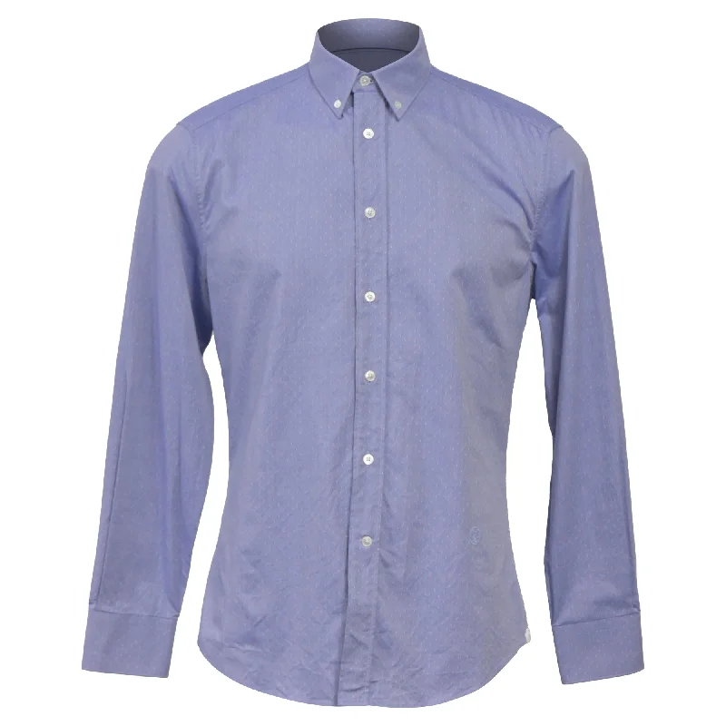 Louis Vuitton Swiss Dot Regular Fit Long Sleeve Shirt in Light Blue Cotton