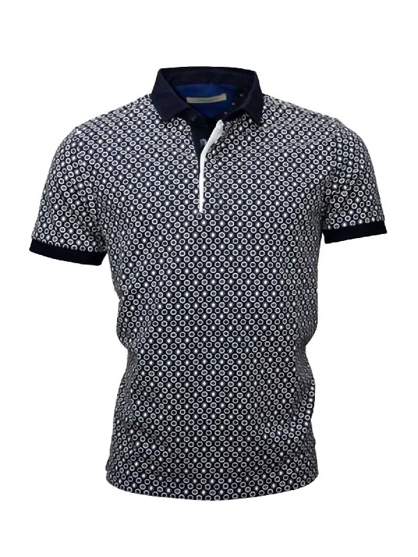 Medallion Polo Shirt In Navy/white