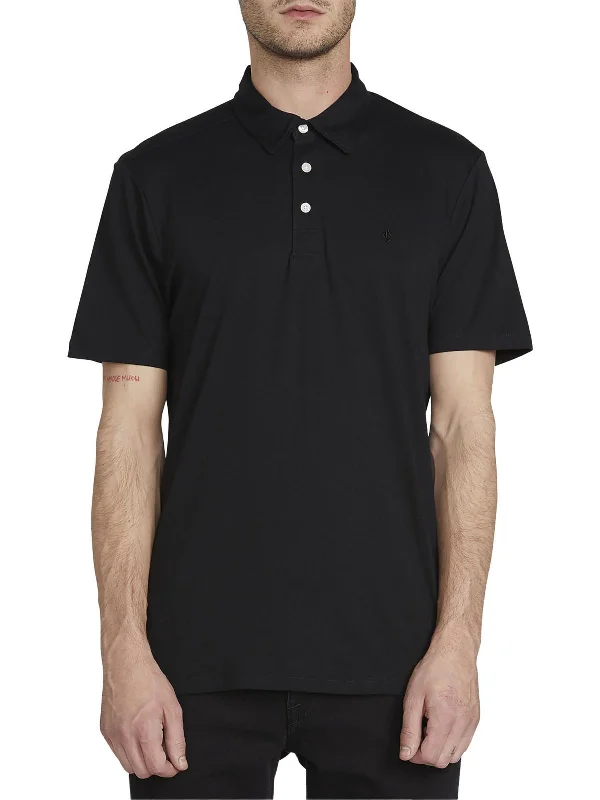 Mens Button Front Logo Polo