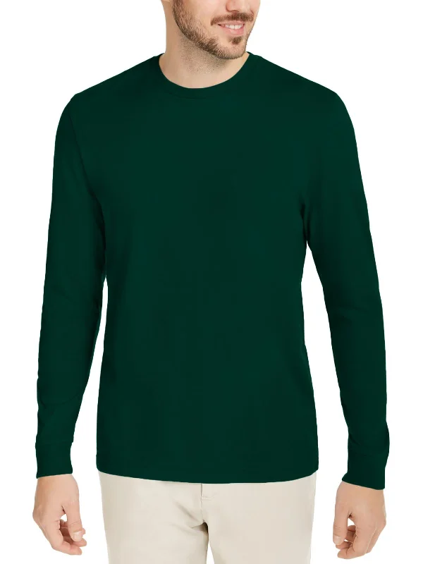 cozy sweatshirts for men -Mens Crewneck Long Sleeve T-Shirt