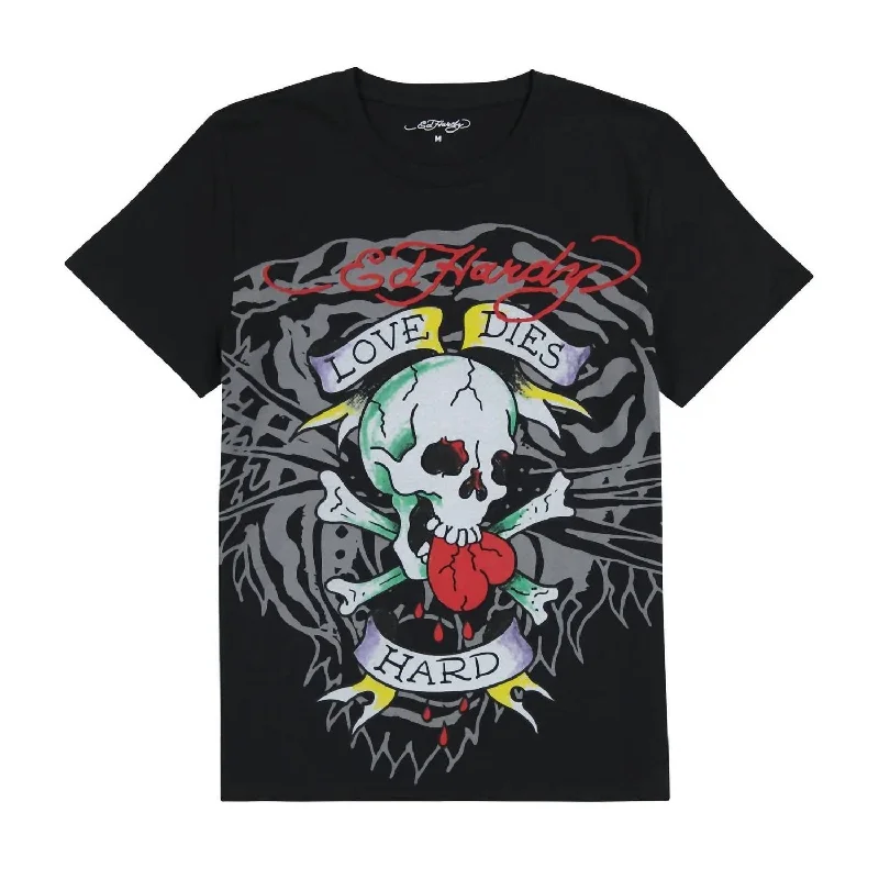 Men's Love Skull T-Shirt In Faded Black