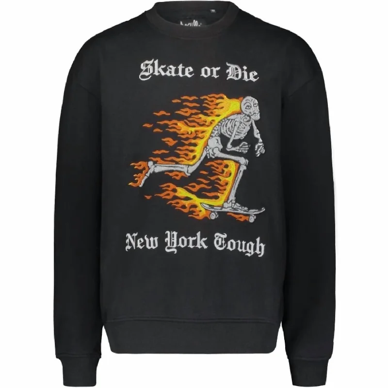 Men's Skate Or Die Crewneck In Black