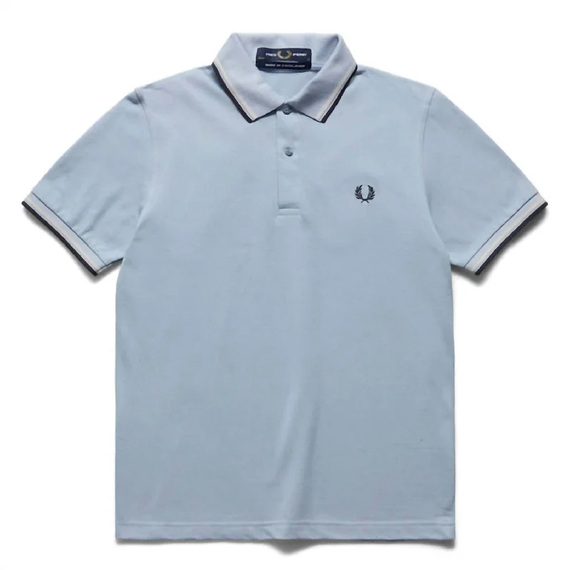 Men's Twin Tipped Polo In Fog Blue Navy