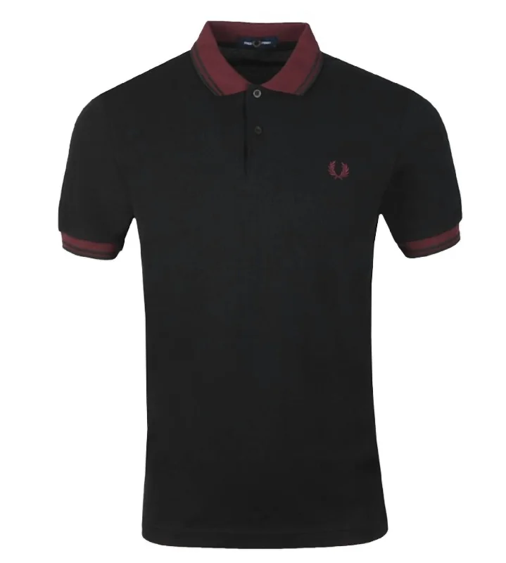 Men's Twin Tipped Polo Shirt In Black/maroon