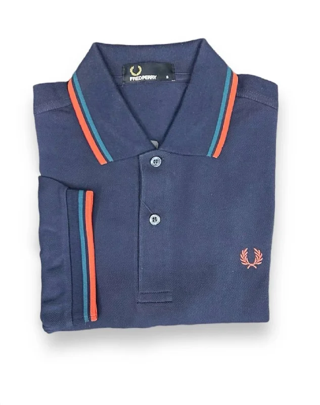 Men's Twin Tipped Polo Shirt In Carbon Blue/teal/coral