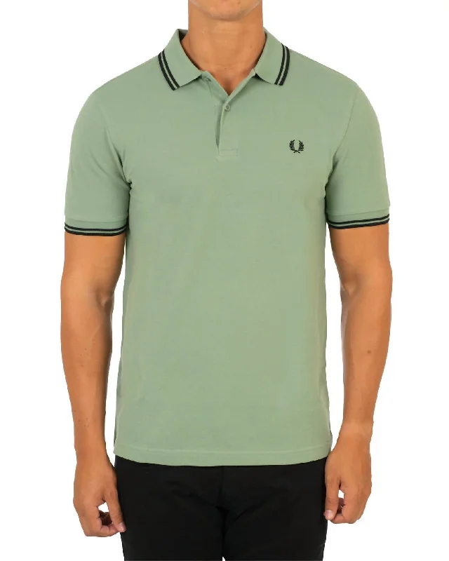 Men's Twin Tipped Polo Shirt In Green/navy