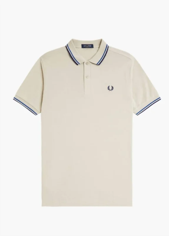 Men's Twin Tipped Polo Shirt In Ivory/navy