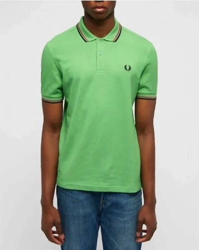 Men's Twin Tipped Polo Shirt In Modern Green