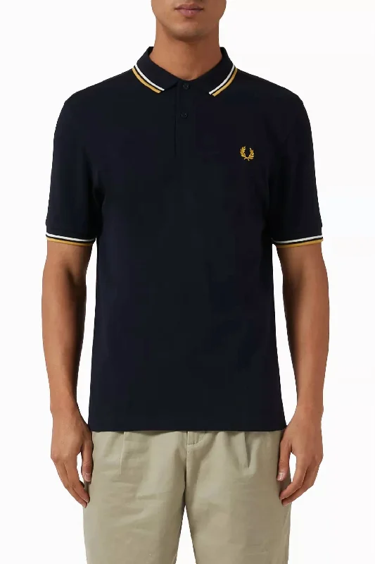 Men's Twin Tipped Polo Shirt In Navy/yellow/white