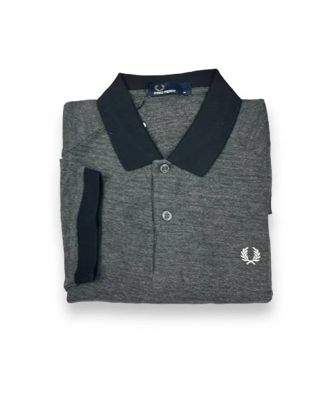 Men's Twin Tipped Polo Shirt In Twisted Graphite.