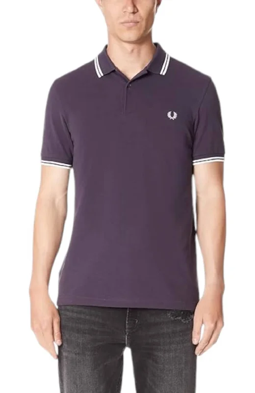 Men's Twin Tipped Polo Shirt In Violet/white