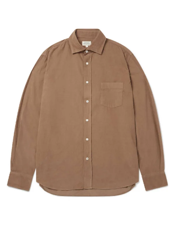 Men's Woven Button Down Shirt In Biscuit