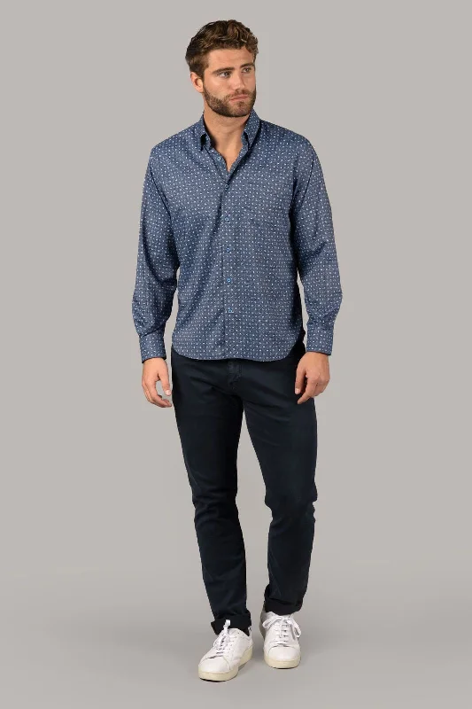 Midnight Blue with White and Light Blue Check Shirt