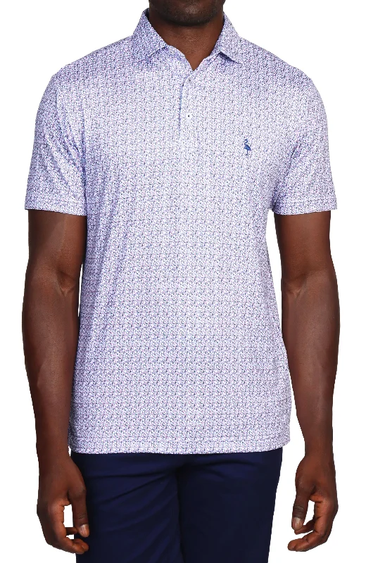 Mini Floral Leaf Print Performance Polo