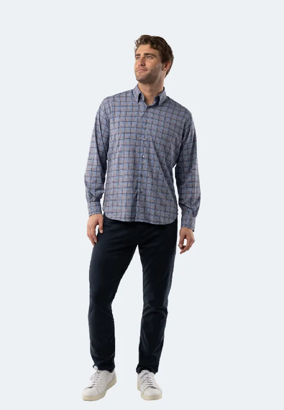 Multi Grey and Blue Plaid Shirt