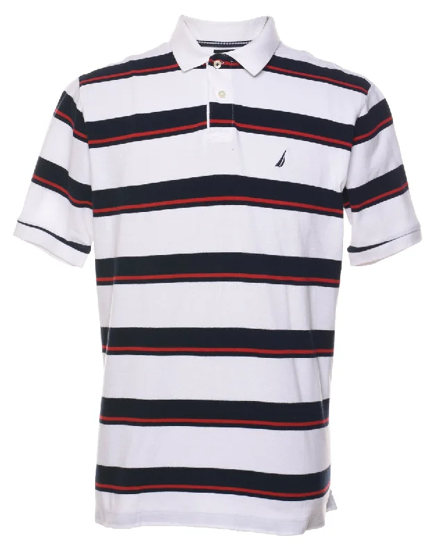 men's sweatshirts for running -Nautica Navy, Red & White Polo Shirt - L