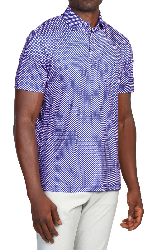 Navy Geo Floral Performance Polo