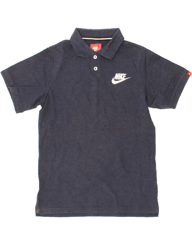 men's sweatshirts for running -NIKE Boys Polo Shirt 12-13 Years Large  Navy Blue Cotton