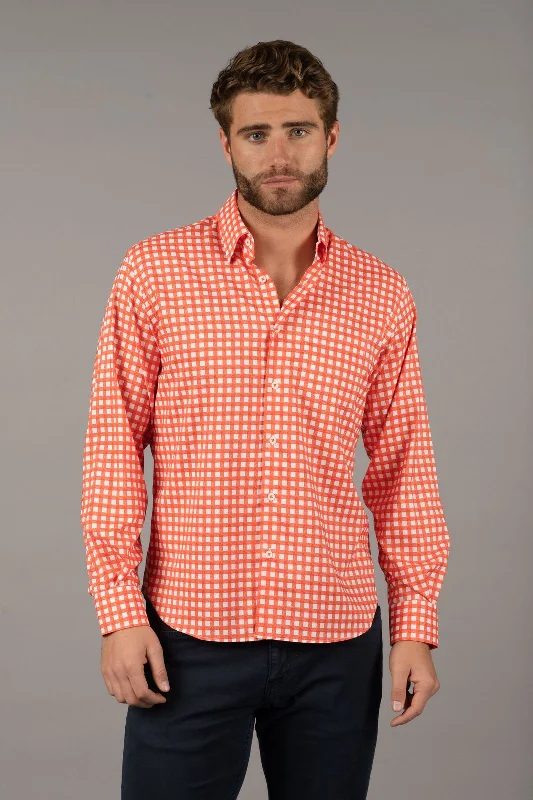 Orange and White Thick Check Shirt