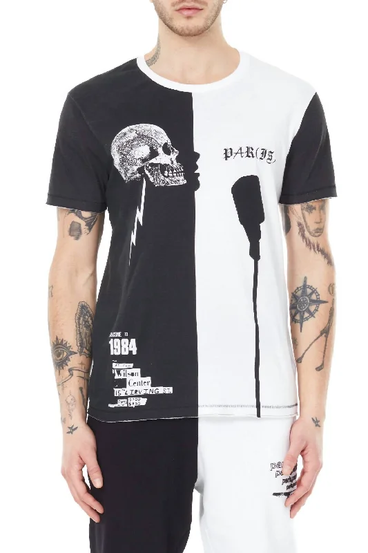 Paris Is Punk Knit Printed T-Shirt In Black/white