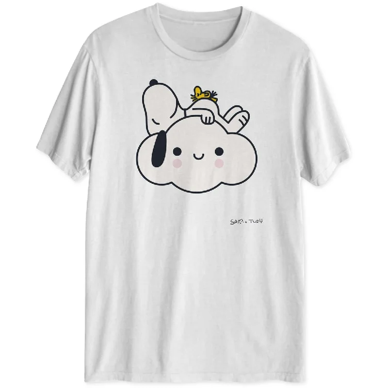 men's sweatshirts for running -Peanuts Mens Snoopy Cloud Graphic Crew Neck T-Shirt